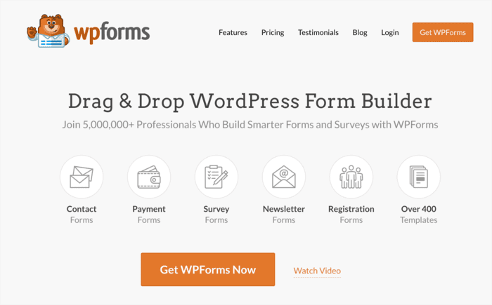 WPForms home page.