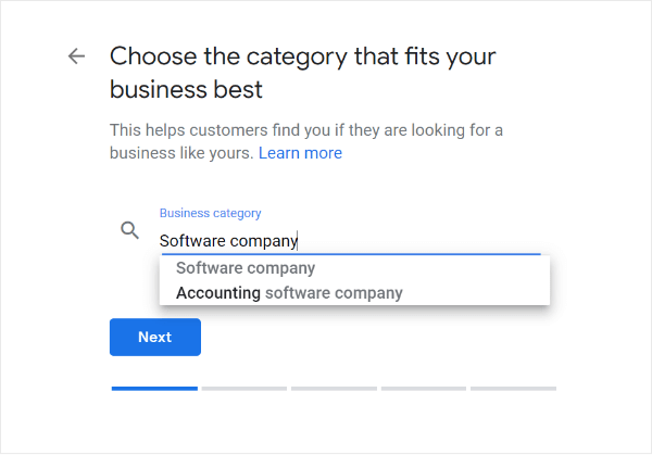 choose the local business category
