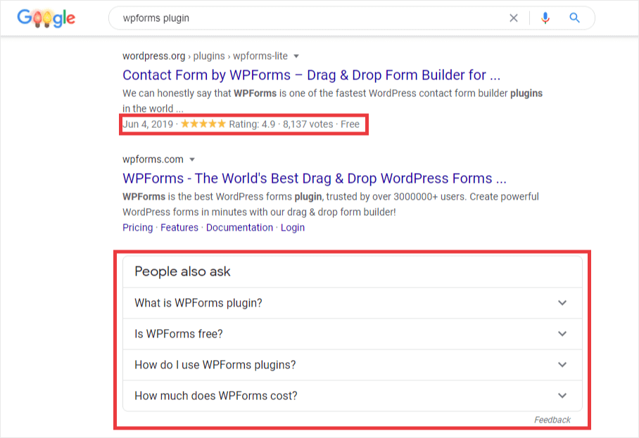 WordPress rich snippets example